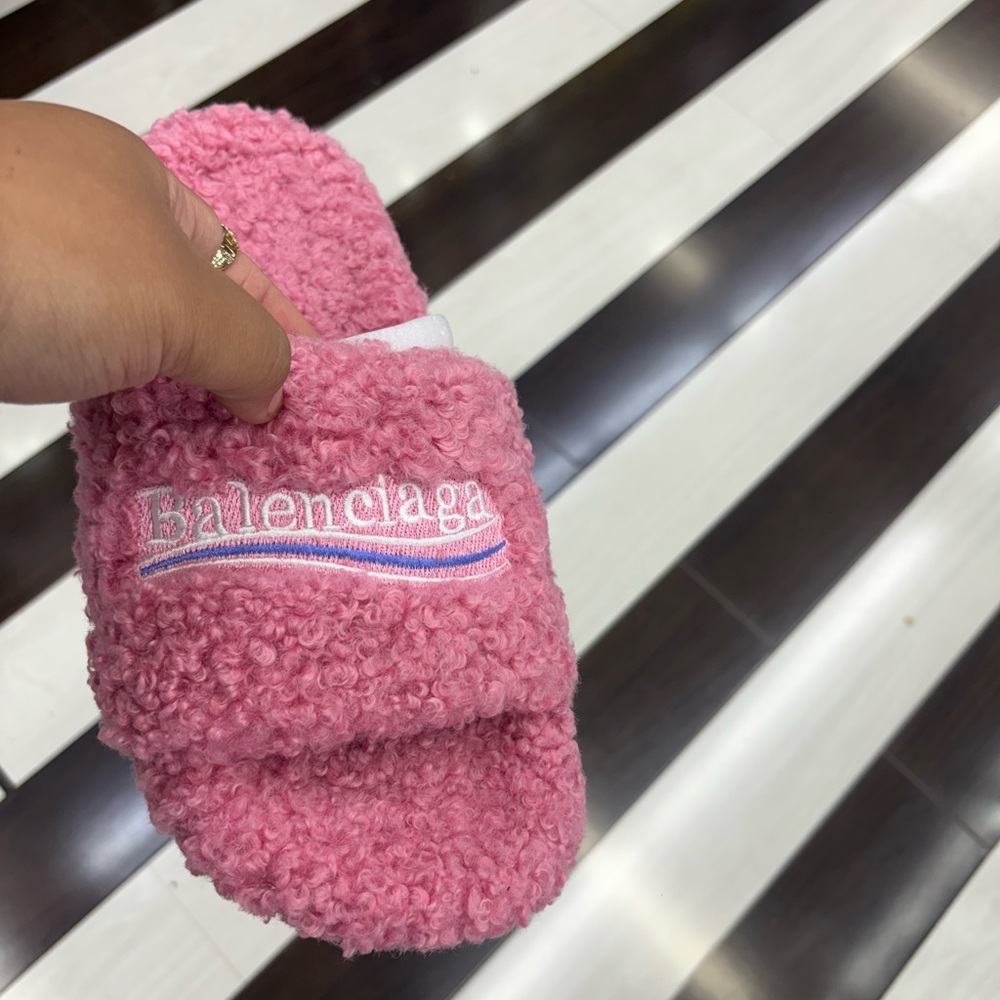 Balenciaga Pink Textured Slides